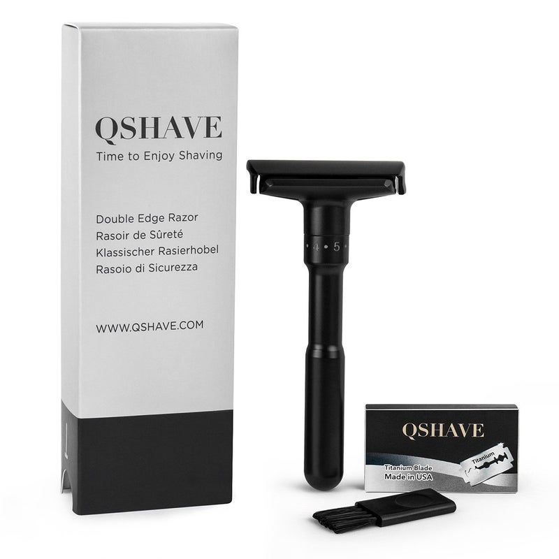 QSHAVE Adjustable Double Edge Safety Shaving Razor Deluxe Set (Razor) - Image 2